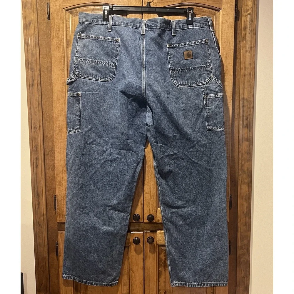 Carhartt Jeans Mens 44x32 Original Fit Carpenter‎ Baggy Medium Wash Denim Blue